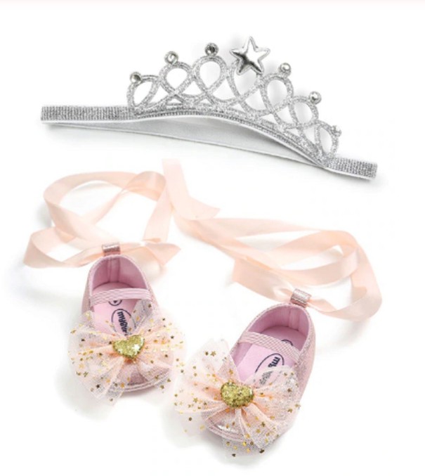 Chaussons pour filles + serre-tête rose clair 12-18 mois