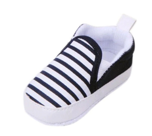 Chaussons rayés pour enfants noir 12-18 mois
