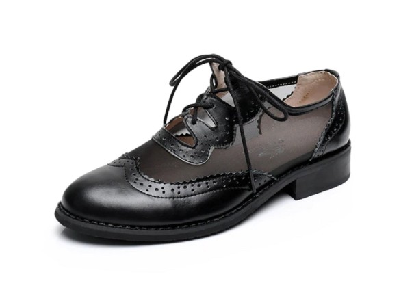 Chaussures à lacets transparentes pour femmes noir 42