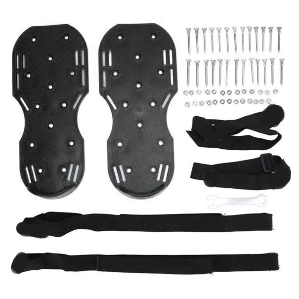 Chaussures d'aération pour pelouse 29x13 cm Sandales avec pointes Sangle réglable Chaussures en plastique antidérapantes pour aération du sol noir