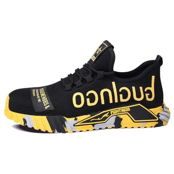 Chaussures de travail unisexes à lacets avec tige en tissu et semelle en caoutchouc pour un usage quotidien et professionnel construction légère jaune 46