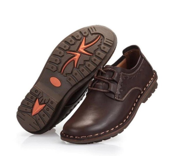 Chaussures en cuir pour hommes marron foncé 42