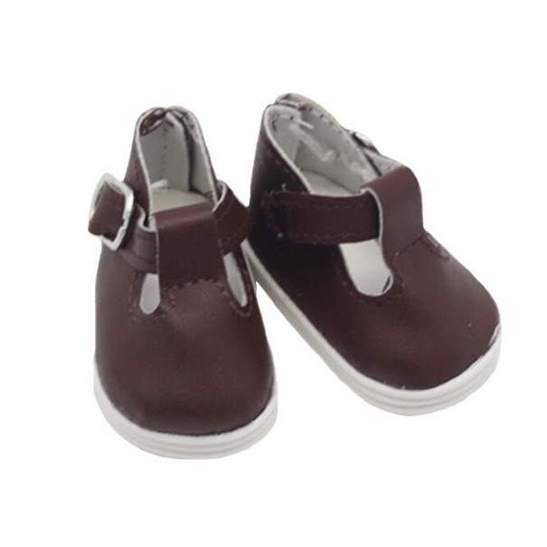 Chaussures en cuir pour poupée marron foncé
