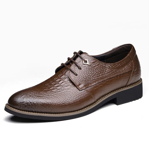 Chaussures pour hommes en cuir de serpent J15094 marron 41