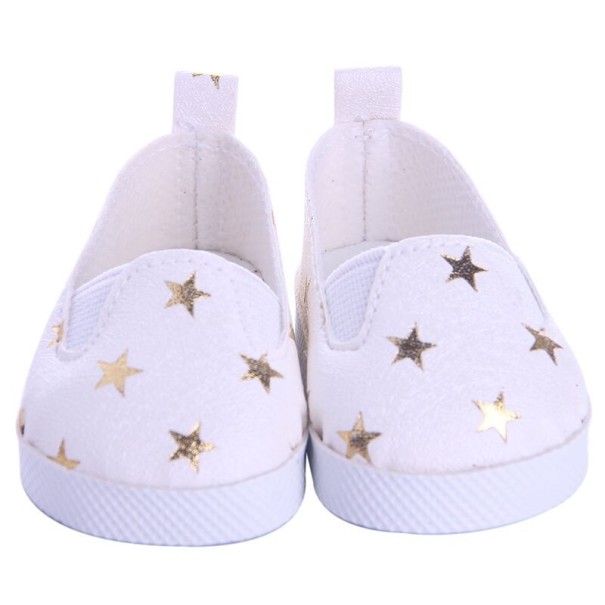 Chaussures pour poupée avec des étoiles blanc