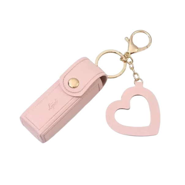 Chaveiro 9 x 3 cm Estojo para batom em pele PU Mini bolsa portátil para chaves Bolsa Acessório de cosmético elegante rosa
