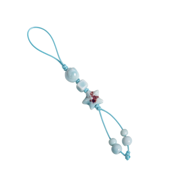 Chaveiro boho com pendente estrela Decorativa corda para telefone pendente para chaves ornamento para bolsa mochila telefone móvel azul