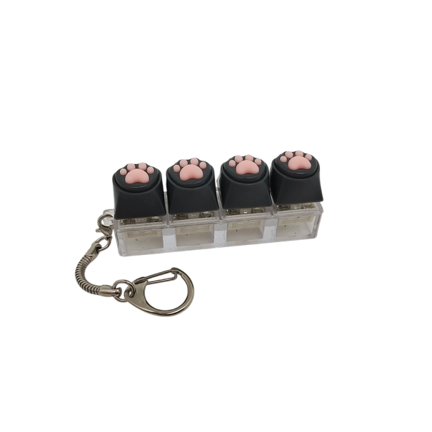 Chaveiro com quatro patas de gato de silicone macio Brinquedo antistress Pendente para chaves, mochila ou telemóvel preto