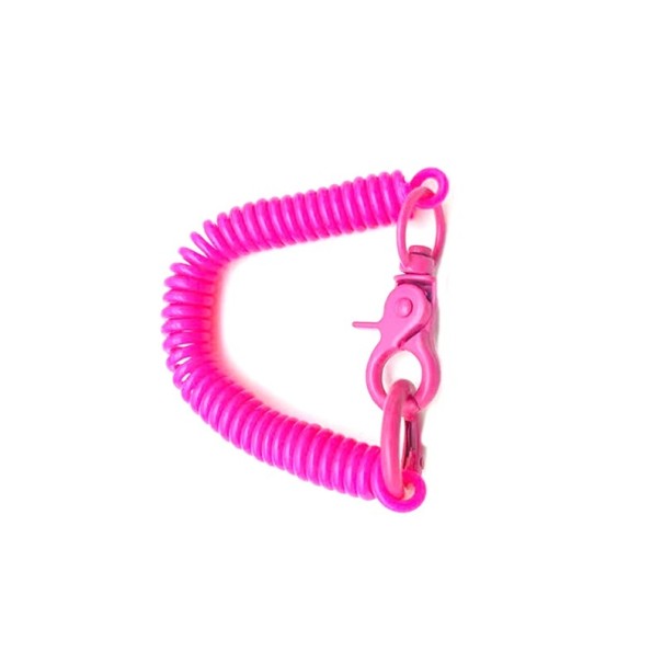 Chaveiro de mola 18 cm EVA Espiral elástica para chaves Carabina e anel Pendente de segurança retrátil rosa escuro