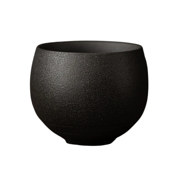 Chávena de chá artesanal 80ml Cerâmica Estilo Japonês Rocha Negra 6,2×5 cm Chávena de estrada antiga silenciosa Conjunto de chá de cerâmica 1