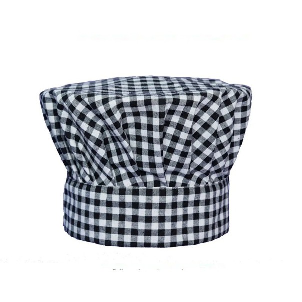 Chef's Hat 22 cm Checkered Pattern Black White Cotton Polyester Low Cut Work Headwear for the Kitchen 1