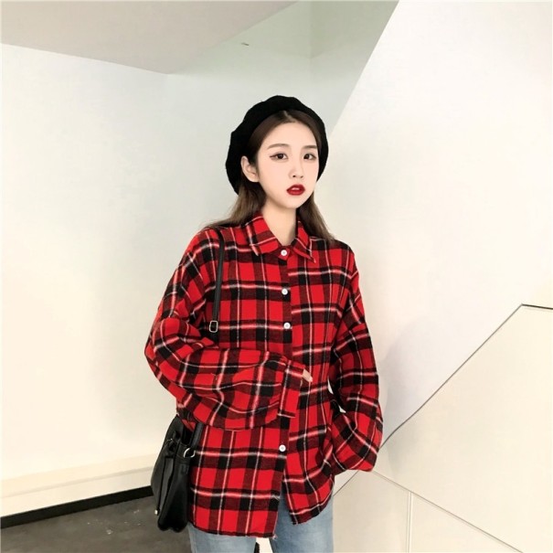 Chemise à carreaux pour femmes A1 rouge