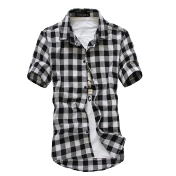 Chemise à carreaux pour homme noir XL