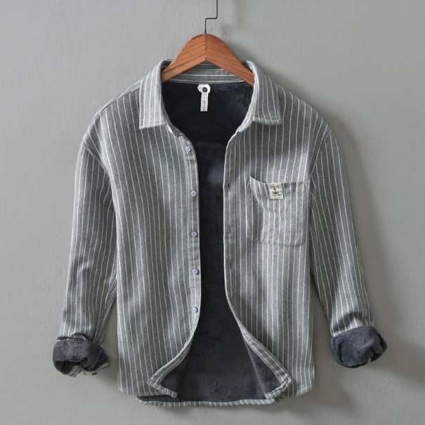 Chemise à rayures pour homme F789 gris XS