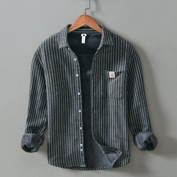 Chemise à rayures pour homme F789 noir M