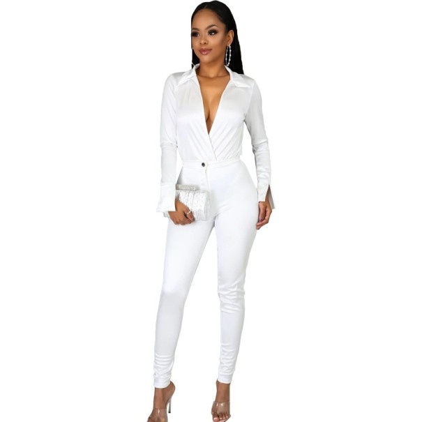 Chemise et pantalon pour femmes B1077 blanc L