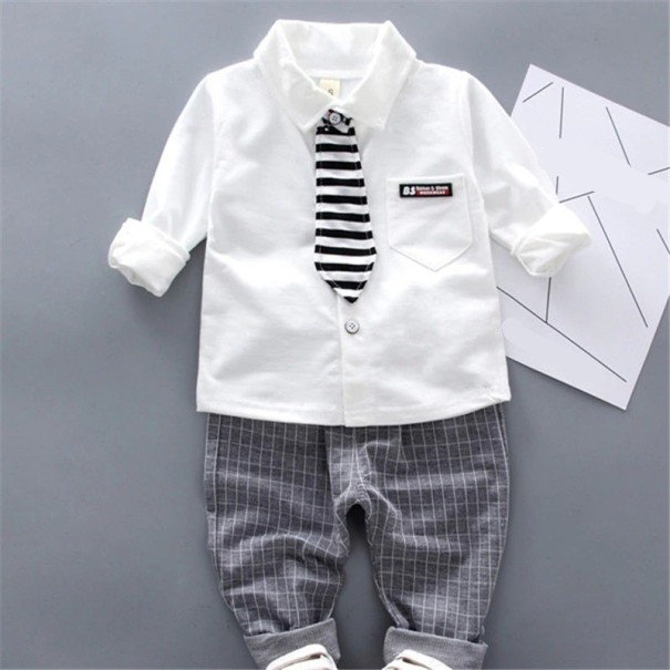 Chemise et pantalon pour garçon L1579 blanc 12-24 mois