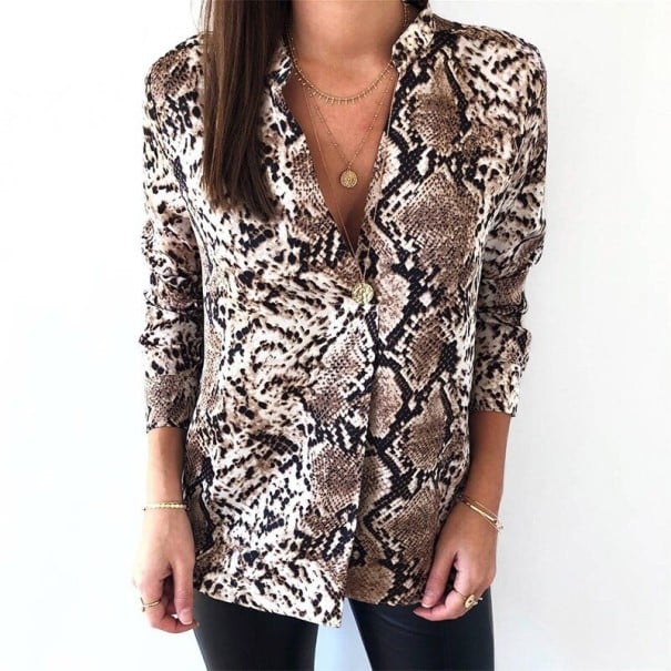 Chemise pour femme avec motif serpent Libertad marron S