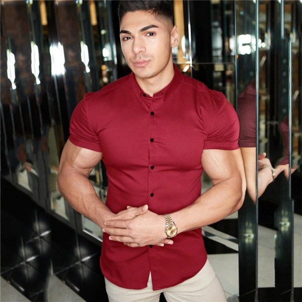 Chemise pour homme à manches courtes F440 rouge foncé XL
