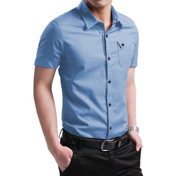 Chemise pour homme à manches courtes F451 bleu clair XS