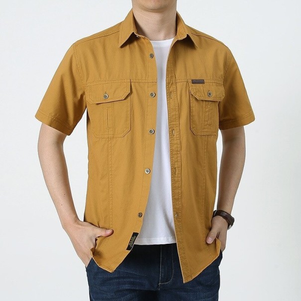 Chemise pour homme à manches courtes F555 marron clair XL