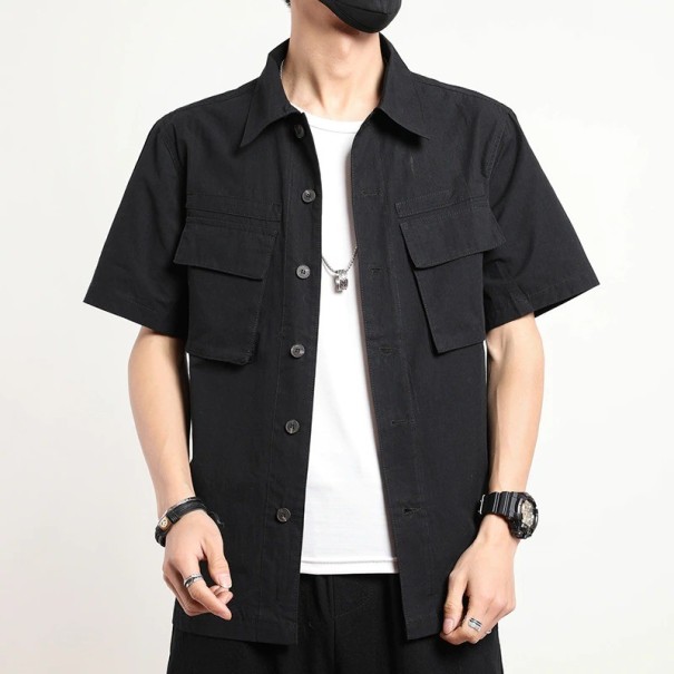 Chemise pour homme à manches courtes F747 noir XS