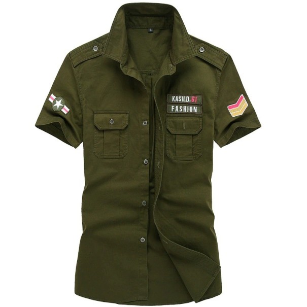 Chemise pour homme à manches courtes F807 vert armée XL