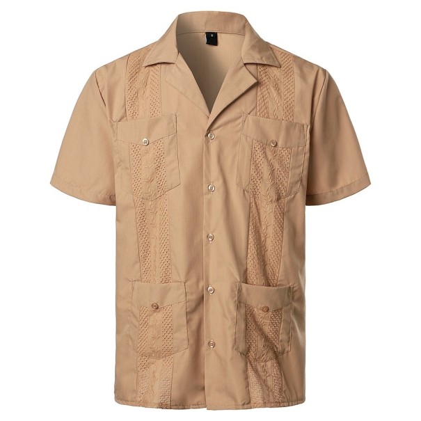 Chemise pour homme à manches courtes F816 marron clair S