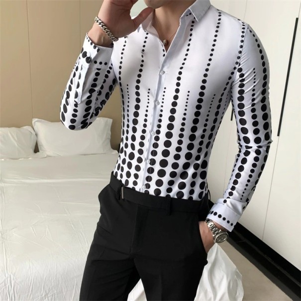 Chemise pour homme à pois F861 blanc M
