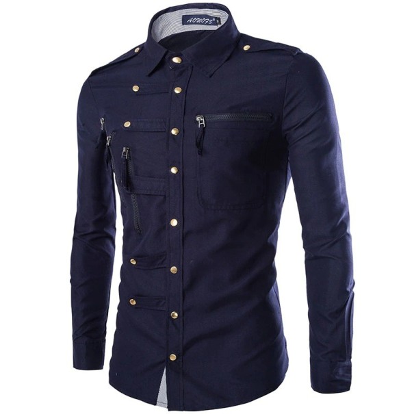 Chemise pour homme A3082 bleu foncé XXS