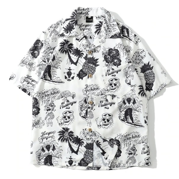 Chemise pour homme avec des crânes A3084 blanc XS
