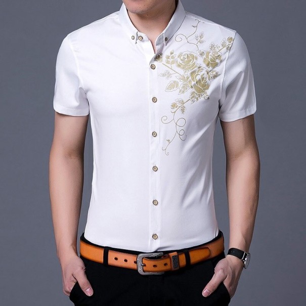 Chemise pour homme avec des roses A3086 blanc M 2