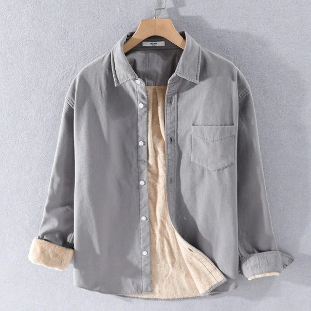 Chemise pour homme avec fourrure gris clair L