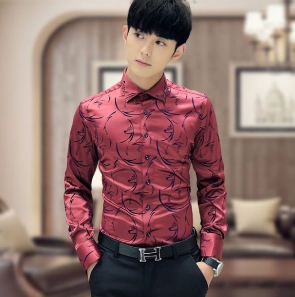 Chemise pour homme avec motif J1426 rouge 3XL