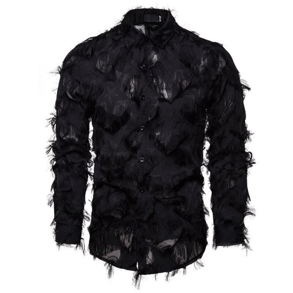 Chemise pour homme avec plumes noir XL 3