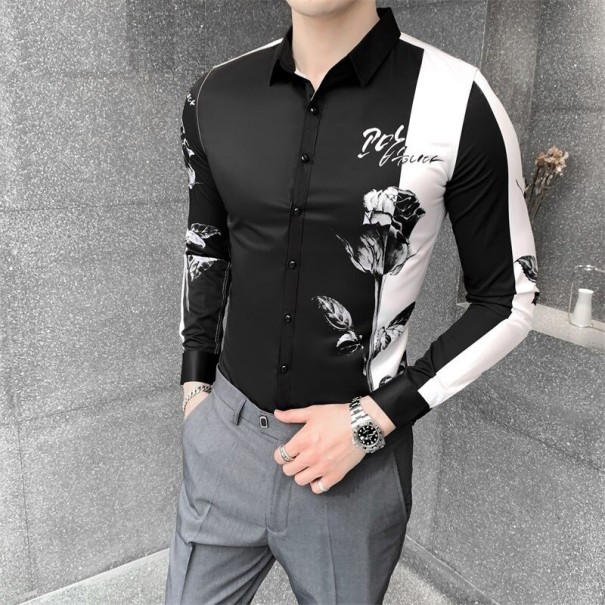 Chemise pour homme avec rose noir XS