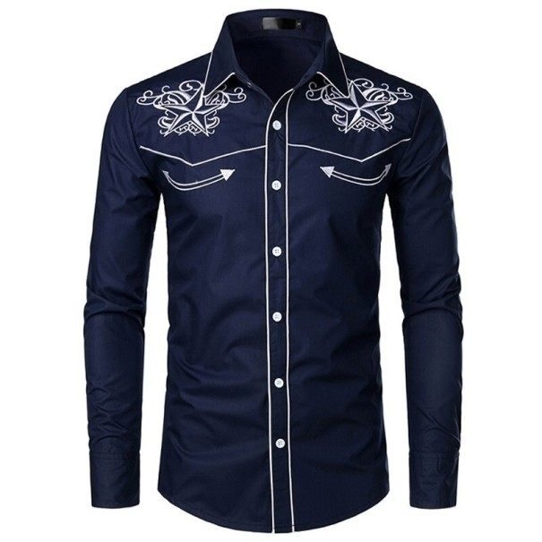 Chemise pour homme F468 bleu foncé L 2