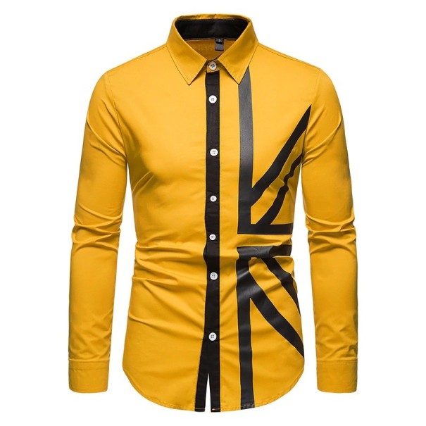 Chemise pour homme F551 jaune S