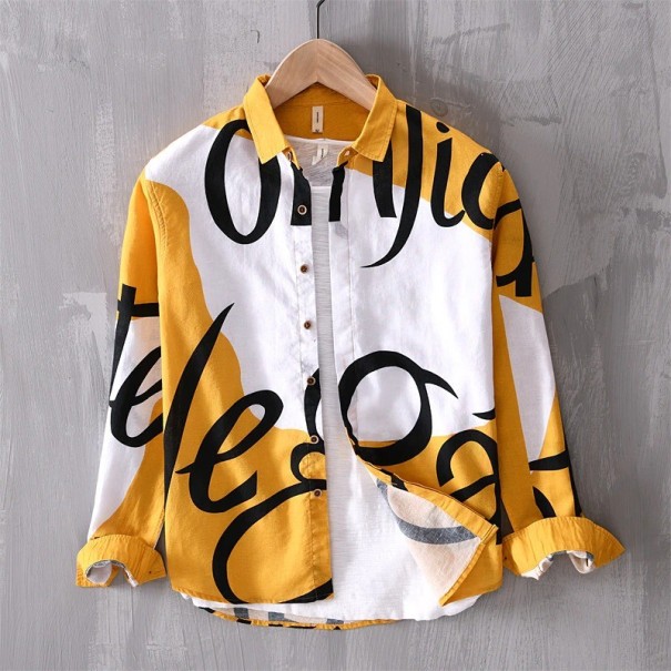 Chemise pour homme F598 jaune M