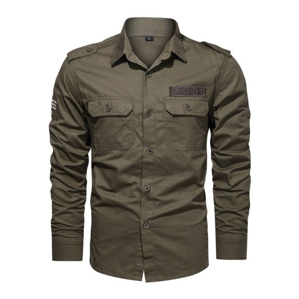 Chemise pour homme F731 vert armée L