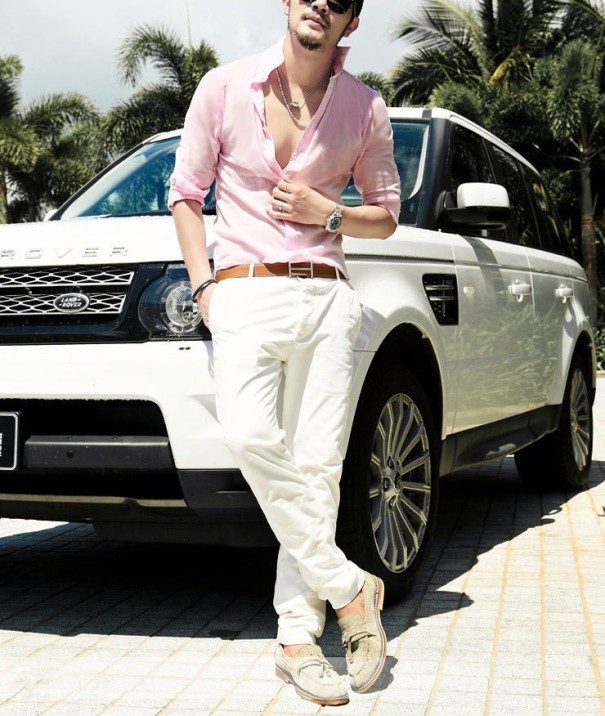 Chemise pour homme Hawaii J3056 rose S