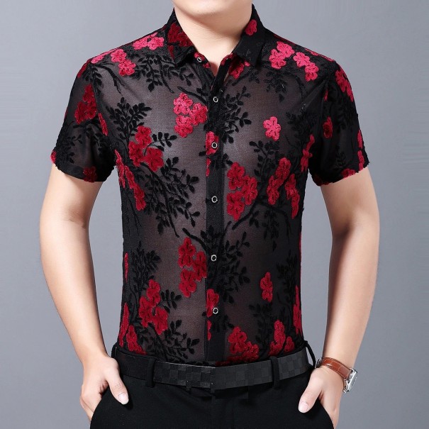 Chemise transparente pour homme F815 rouge XS