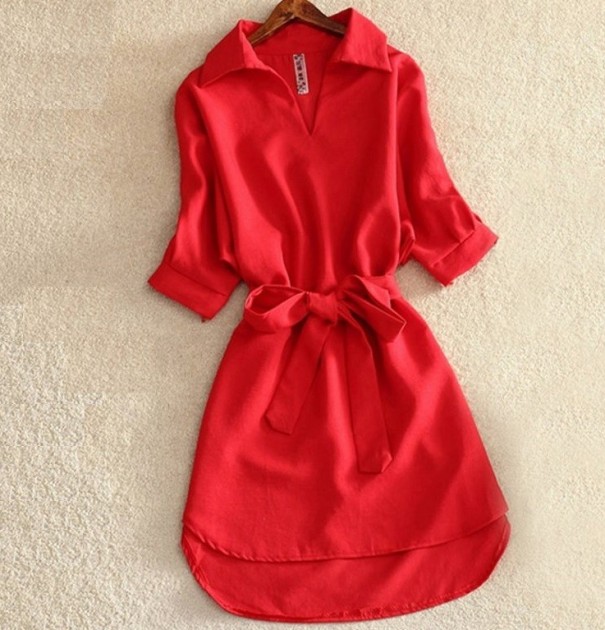 Chemisier élégant uni rouge XS