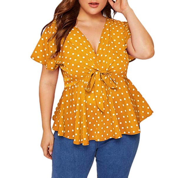 Chemisier femme grande taille jaune 4XL