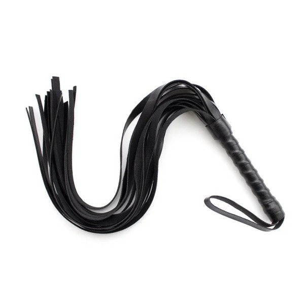 Chicotes de imitação de pele com franjas longas para castigos e jogos sensuais de BDSM controlo leve embalagem discreta BDSM preto