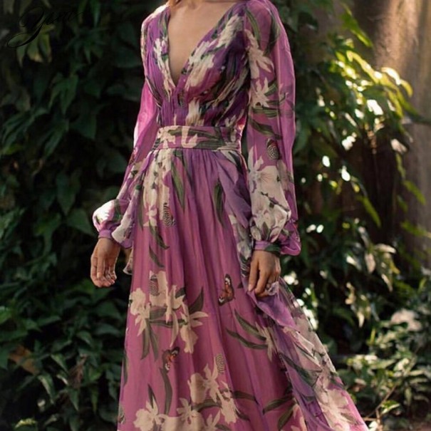 Chiffon maxi-jurk