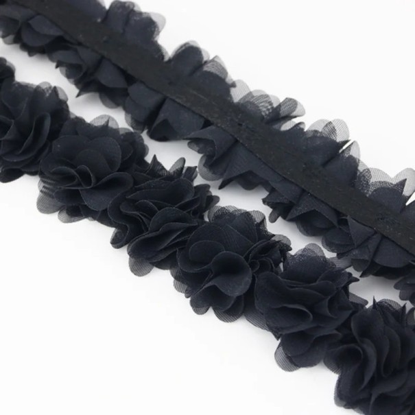 Chiffon Spitzenstoff 1 m Leichter chiffon dekorativer Spitzenstoff zum Nähen von Bekleidungsdekorationen und Hochzeitsdekorationen schwarz