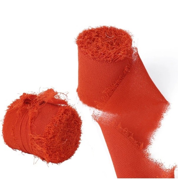 Chiffonband ausgefranst 4cm x 5m Hochzeitsband für Geschenke Vintage Dekorationen Handgefertigtes feines Stoffband Kreatives Basteln orange