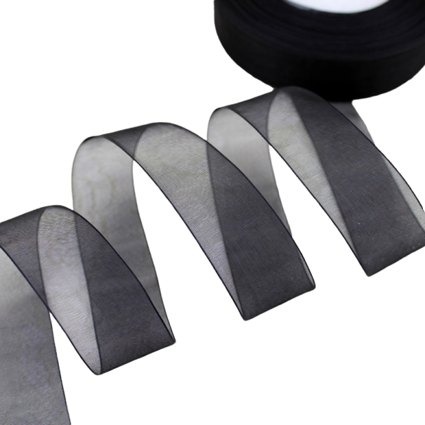 Chiffongband 12 mm/46 m svart