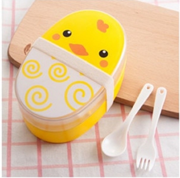 Children's Bento Box for Food with Cutlery yellow